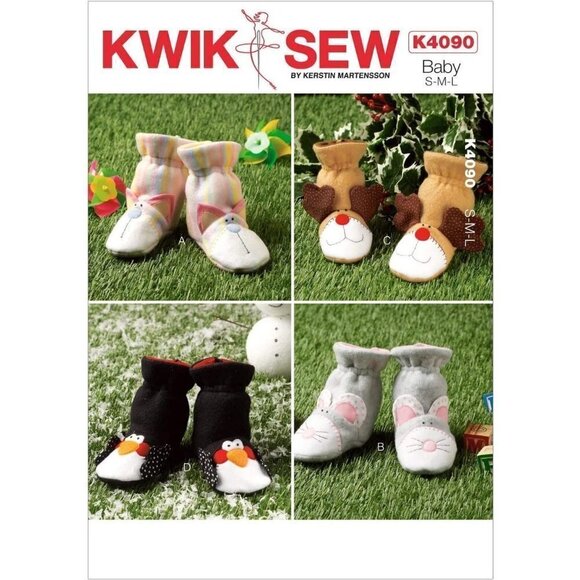 Kwik Sew Sewing Pattern 4090 Booties Babies Toddler Size Small to Large - Picture 1 of 3